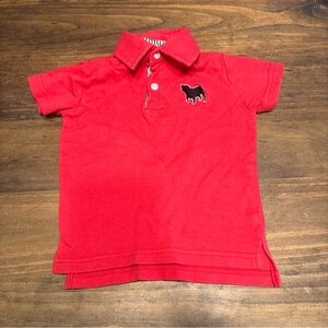 Izzy & Ollie Toddler Boys 2T Red & Black Bulldog Polo Shirt